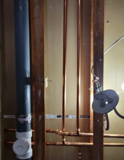 New copper water supply lines and drain stack for a shower remodel in Upper Marlboro, MD