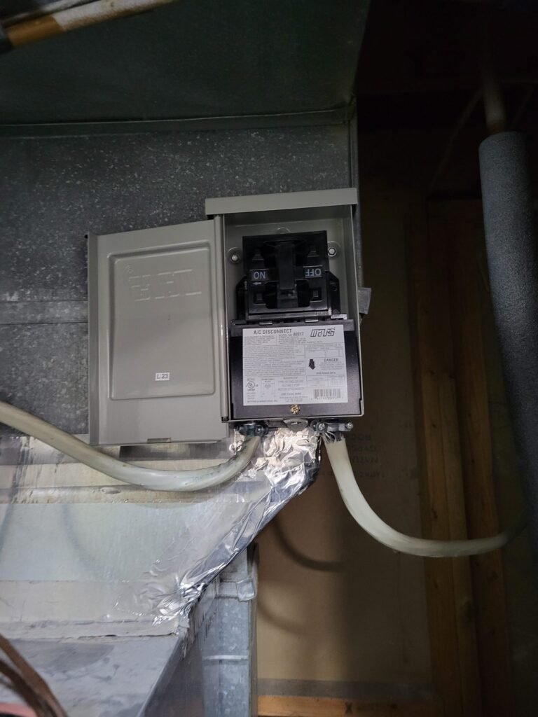 Electrical disconnect box installed on HVAC equipment in Upper Marlboro, MD