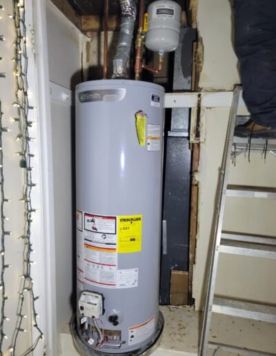 New gas water heater installed in a closet in Baltimore, MD