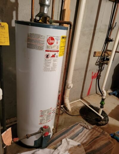 New gas water heater installed in a basement in Upper Marlboro, MD