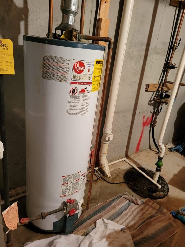New gas water heater installed in a basement in Upper Marlboro, MD