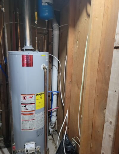 New gas water heater installed in a basement in Washington, DC