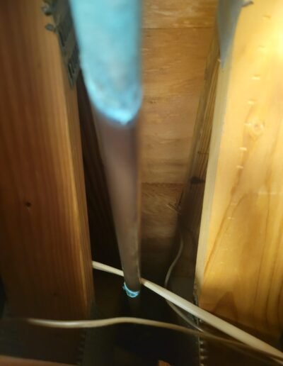 Pipe leak repair between floor joists in Laurel, MD