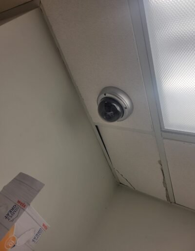 Ceiling-mounted dome security camera installed in Columbia, MD