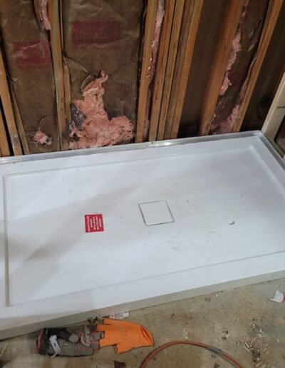 New shower pan installed during bathroom remodel in Upper Marlboro, MD
