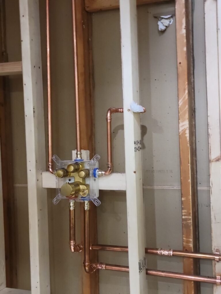 New shower mixing valve rough-in with copper lines in Upper Marlboro, MD