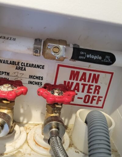 New washing machine shut-off valves and supply connection installed in a laundry box in Dunkirk, MD